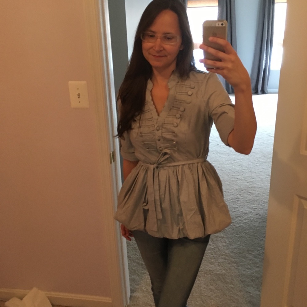 Fun military/majorette style bubble peplum top.